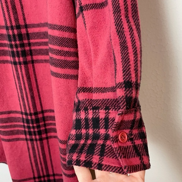 Universal Standard Maine Stretch Cranberry Plaid Flannel Shirtdress - Picture 9 of 11